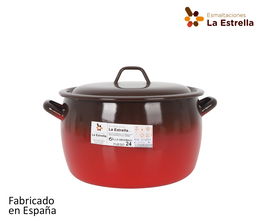 Olla Abombada con Tapa 24 cm - 7 L "Fuego" La Estrella (2 Unidades)