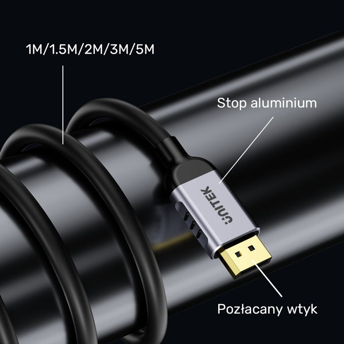 Unitek Cable DisplayPort 1.4 8K 60Hz 4K 240Hz HDR 1m