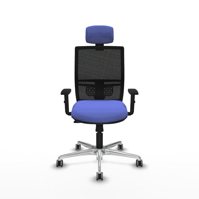 PIQUERAS Y CRESPO Silla de oficina Yunquera con mecanismo Sincro/Traslack, Azul claro y Negro