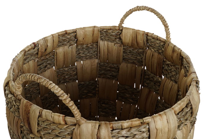 DKD Home Decor Set de 2 Cestas de Fibra Seagrass Natural 43x43x39 cm