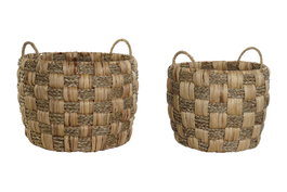 DKD Home Decor Set de 2 Cestas de Fibra Seagrass Natural 43x43x39 cm