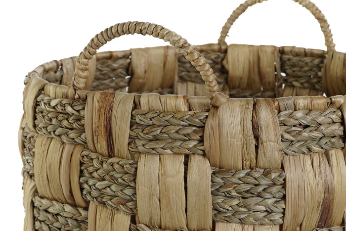 DKD Home Decor Set de 2 Cestas de Fibra Seagrass Natural 43x43x39 cm