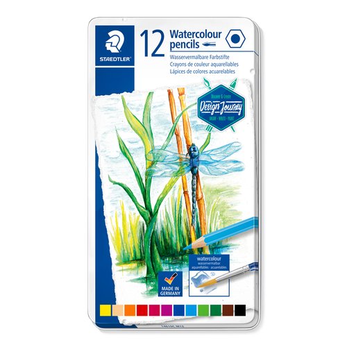 Staedtler Design Journey 14610C Lápices de Colores Acuarelables, Estuche de Metal, 12 Unidades