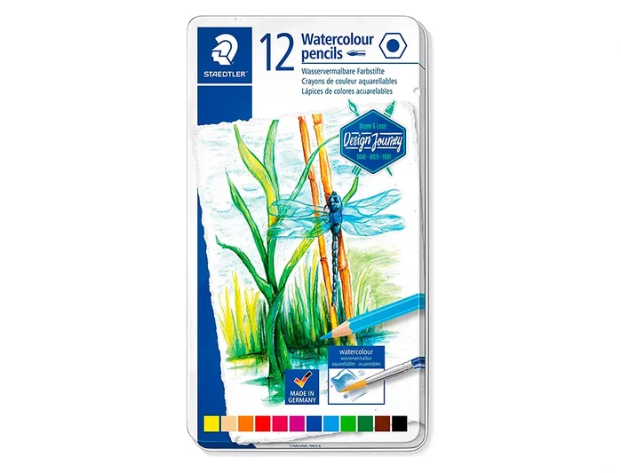 Staedtler Design Journey 14610C Lápices de Colores Acuarelables, Estuche de Metal, 12 Unidades