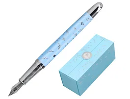 Belius Pluma Bella de Aluminio Azul Celeste con Diseño Plateado