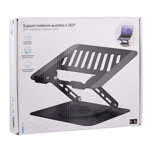 T'nB NBSTAND360 Soporte Giratorio para Portátil y Tablet 360°, Negro/Aluminio, Ajustable en Altura 2-17 mm, Compatible hasta 38.1 cm (15") T'nB NBSTAND360 Soporte Giratorio para Portátil y Tablet 360°, Negro/Aluminio, Ajustable en Altura 2-17 mm, Compatible hasta 38.1 cm (15")