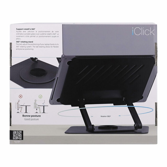 T'nb Iclick Soporte Metálico Giratorio 360° para Portátil, Gris Oscuro