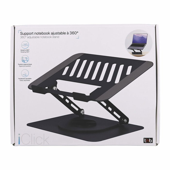 T'nb Iclick Soporte Metálico Giratorio 360° para Portátil, Gris Oscuro