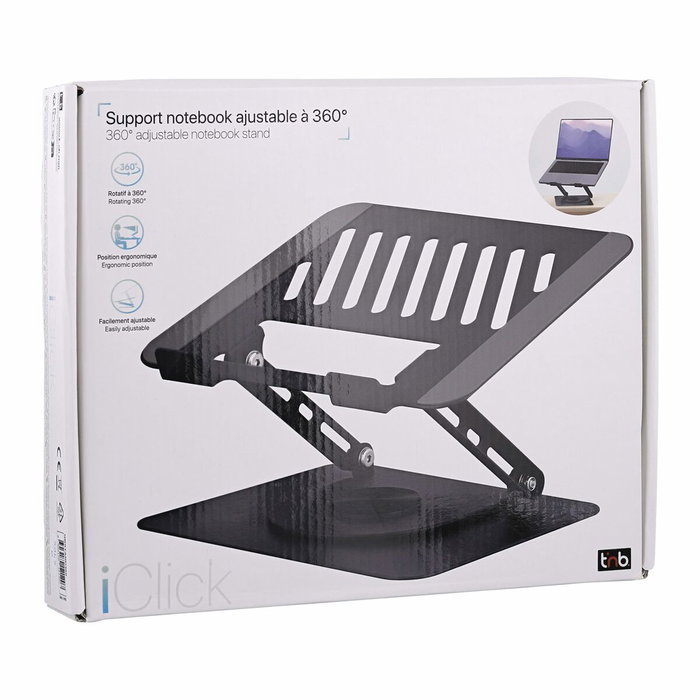 T'nb Iclick Soporte Metálico Giratorio 360° para Portátil, Gris Oscuro
