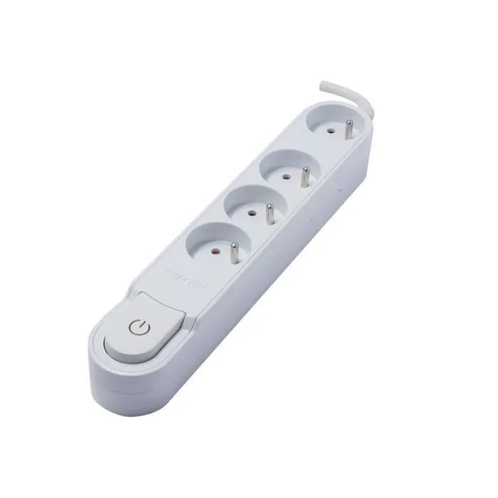 CHACON Regleta con 4 enchufes, interruptor, 16A, 3m, color blanco CHACON Regleta con 4 enchufes, interruptor, 16A, 3m, color blanco