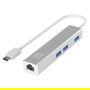 LevelOne USB-0504 Adaptador USB-C a RJ45 Gigabit Ethernet con 3 Puertos USB 3.0 Cable 0.15m Plata