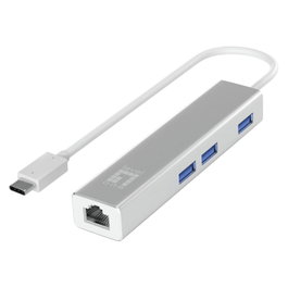Level One Adaptador de Red Gigabit USB-C y Hub USB 3.0 USB-0504 Plata