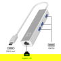 LevelOne USB-0504 Adaptador USB-C a RJ45 Gigabit Ethernet con 3 Puertos USB 3.0 Cable 0.15m Plata