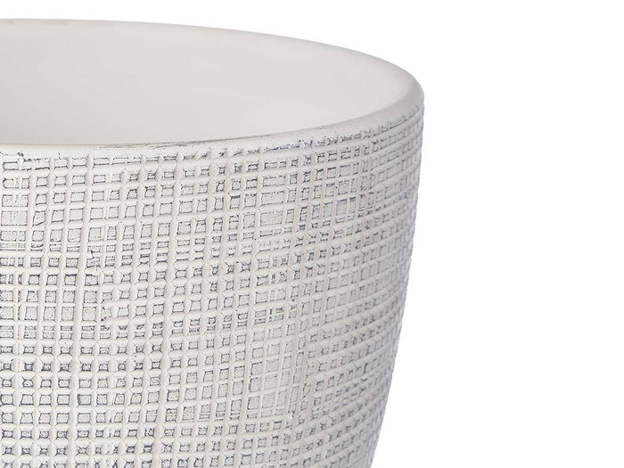 Ibergarden Set de 2 Macetas Cuadradas de Cerámica Blanco, Pequeña 20x20x19 cm y Grande 26x26x24.5 cm (Set de 2)