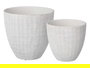 Ibergarden Set de 2 Macetas Cuadradas de Cerámica Blanco, Pequeña 20x20x19 cm y Grande 26x26x24.5 cm (Set de 2)