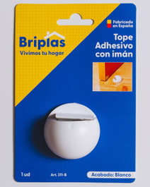 BRIPLAS Tope de Puerta Adhesivo Esférico con Imán Blanco 311B