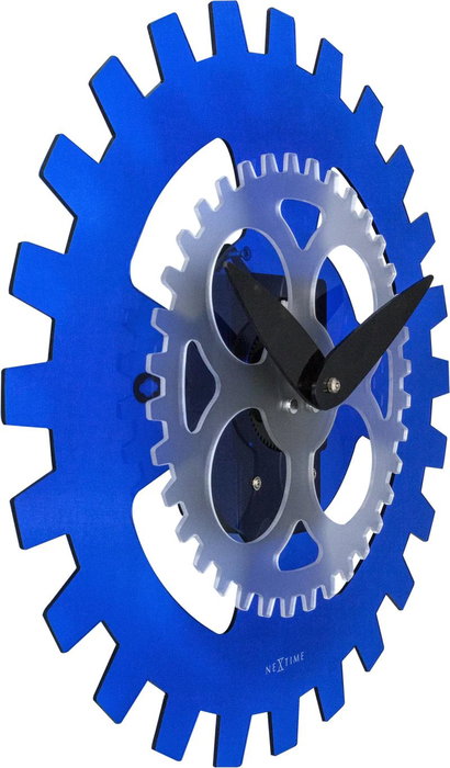 Nextime Reloj de Pared 3241BL Azul con Engranajes en Movimiento