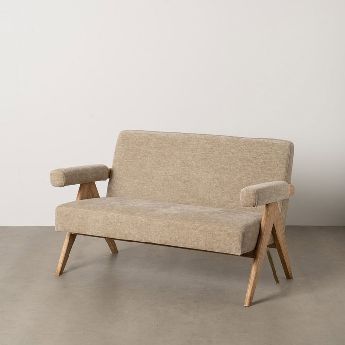 Ixia Sofá Beige de Tejido y Madera para Salón Ixia Sofá Beige de Tejido y Madera para Salón