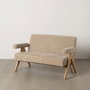 Ixia Sofá Beige de Tejido y Madera para Salón