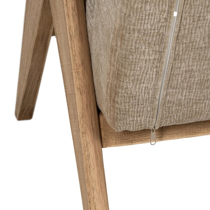 Sofá Beige Tejido-Madera Salón 134 X 76 X 85 cm