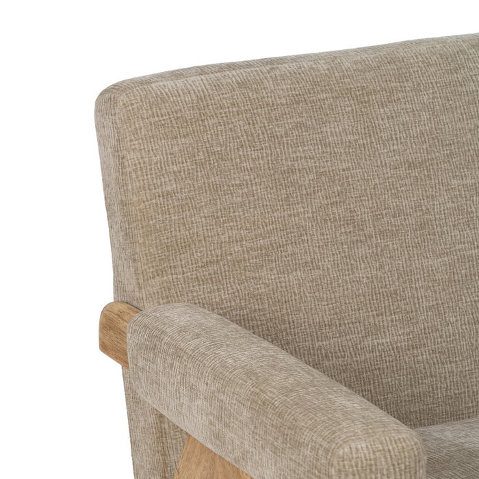 Sofá Beige Tejido-Madera Salón 134 X 76 X 85 cm