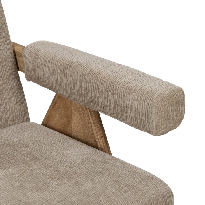 Sofá Beige Tejido-Madera Salón 134 X 76 X 85 cm