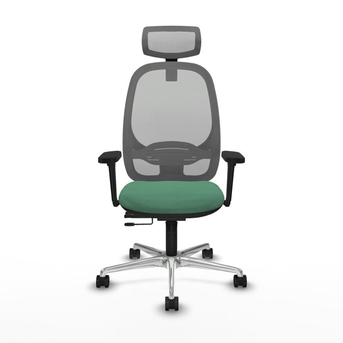 PIQUERAS Y CRESPO Silla de oficina Cilanco con mecanismo Sincro/Traslack, Verde esmeralda y Gris