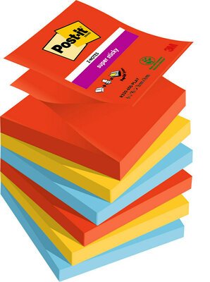 POST-IT Notas Adhesivas Super Sticky Colores Playful 76x76 mm Pack de 6 POST-IT Notas Adhesivas Super Sticky Colores Playful 76x76 mm Pack de 6