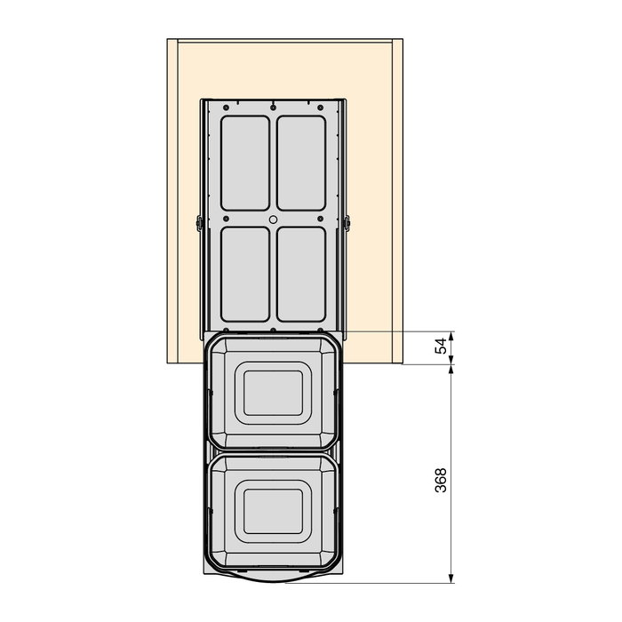 Emuca Contenedor de reciclaje para fijación inferior y extracción manual/automática en mueble de cocina Recycle Inox 2x12litros, Plástico y Acero inoxidable
