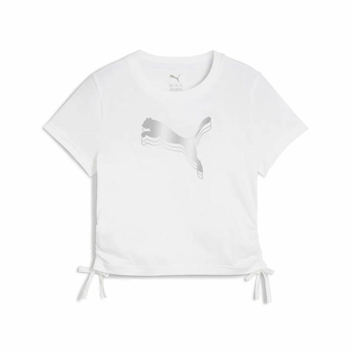 Camiseta de Manga Corta Infantil Puma Essentials Metallic Knotted Blanco Camiseta de Manga Corta Infantil Puma Essentials Metallic Knotted Blanco