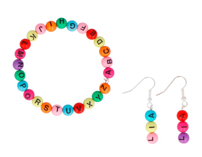 Innspiro Bote de Cuentas de Plástico Redondas con Letras Colores Surtidos 7,5mm