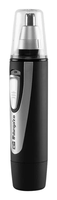 Orbegozo NO 3500 Cortador de Pelo para Nariz y Orejas - Resistente al Agua IPX4 - Funciona a Pilas - Incluye 2 Cabezales y Cepillo de Limpieza - Color Negro y Plata