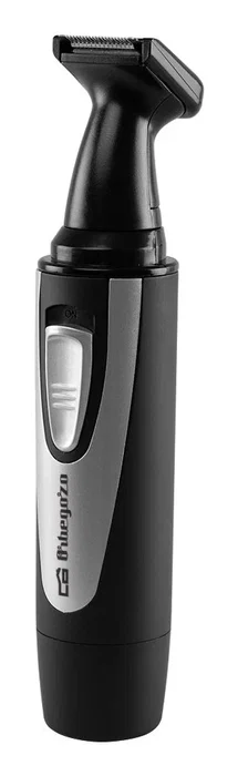 Orbegozo NO 3500 Cortador de Pelo para Nariz y Orejas - Resistente al Agua IPX4 - Funciona a Pilas - Incluye 2 Cabezales y Cepillo de Limpieza - Color Negro y Plata