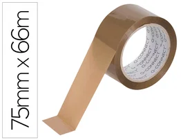 Q-connect Cinta Adhesiva para Embalaje, Polipropileno Havana, 66 m x 75 mm, 45 micras, Alta Adherencia para Cajas y Paquetería