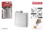 Privilege Botella Petaca Acero Inoxidable 180ml - Dimensiones: 9 cm Largo x 2 cm Ancho x 11 cm Alto (12 Unidades)