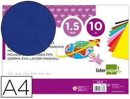 Liderpapel Goma eva azul A4 1,5mm paquete de 10 hojas