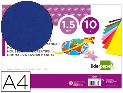 Liderpapel Goma eva azul A4 1,5mm paquete de 10 hojas Liderpapel Goma eva azul A4 1,5mm paquete de 10 hojas