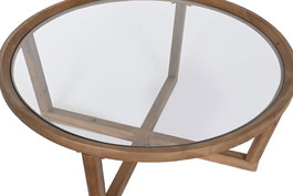 DKD Home Decor Mesa Centro Moderno Marron Cristal Abeto 100 x 100 x 43 cm Desmontable