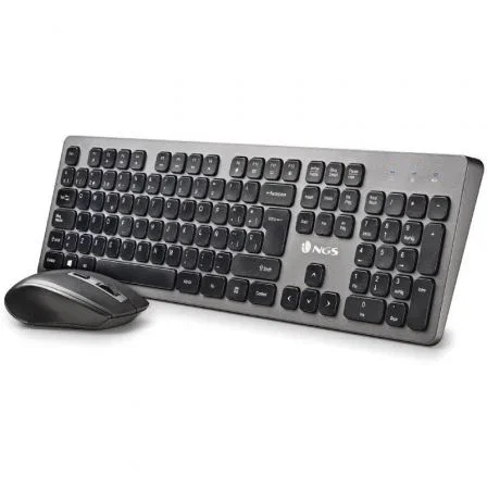 NGS IDOLKIT Teclado y Ratón Inalámbricos 2.4 GHz con 12 Teclas Multimedia, Mouse 800/1200/1600 DPI y Botones Silenciosos