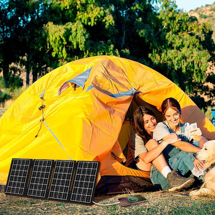 Logilink Cargador Solar Plegable 15W con Puerto USB-A y USB-C, Resistente al Agua IP65