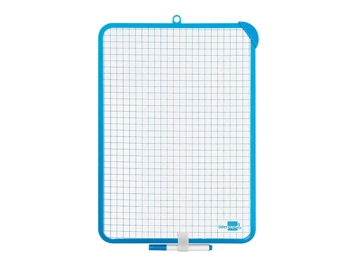 Liderpapel Pizarra Blanca 25x35 cm Doble Cara Lisa y Cuadriculada con Rotulador y Borrador Magnético