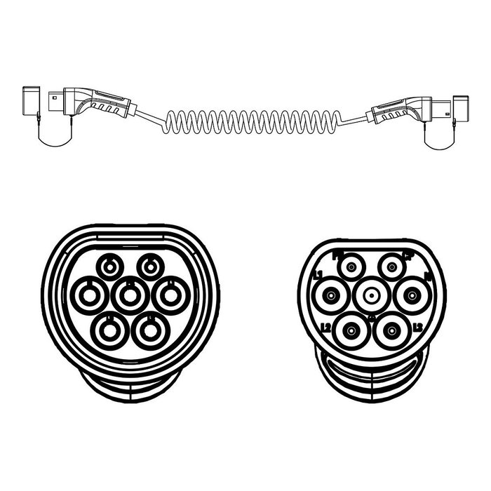 ROLINE Cable de carga para vehículos eléctricos espiral Type 2, 5 m, Negro