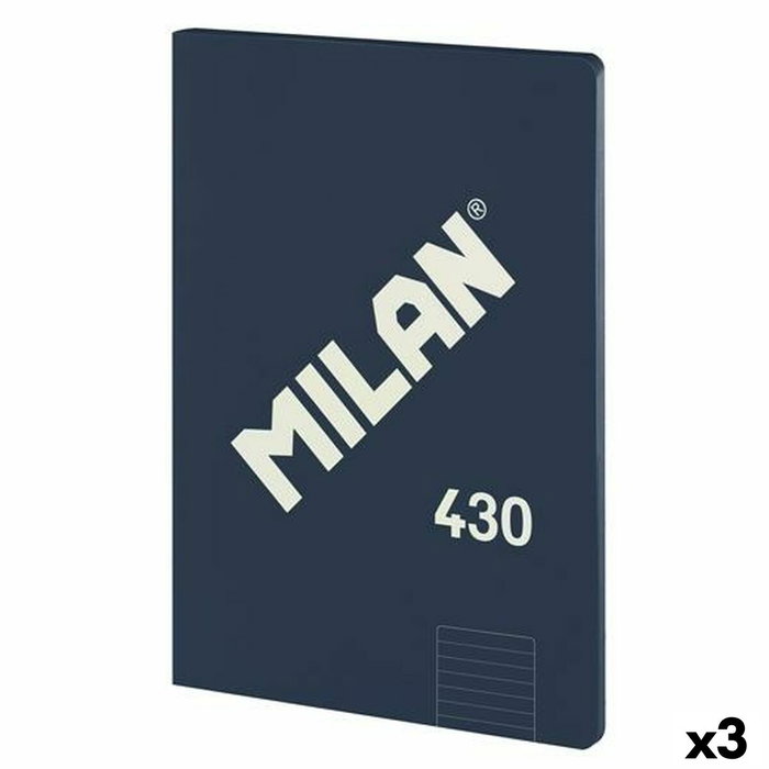 MILAN Libreta 1918 A4 48h Horizontal 95g Azul (Set de 3)