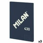 MILAN Libreta 1918 A4 48h Horizontal 95g Azul (Set de 3)