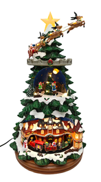 DKD Home Decor Árbol de Navidad de Resina LED Multicolor con Movimiento Musical