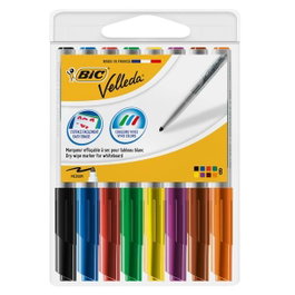 Bic Velleda 1741 Marcadores para Pizarra Blanca, 8 Unidades, Colores Surtidos, Punta Cónica de 1,4 mm