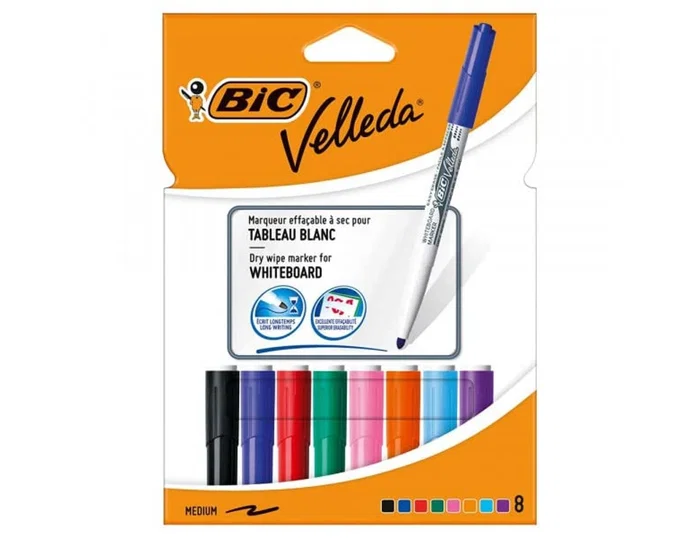 Bic Velleda 1741 Rotuladores para Pizarra Colores Surtidos, Bolsa de 8 unidades Bic Velleda 1741 Rotuladores para Pizarra Colores Surtidos, Bolsa de 8 unidades