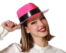 Sombrero Circo Rosa Neón Mujer Adulto Accesorio Brillante Cabaret Artista 80s