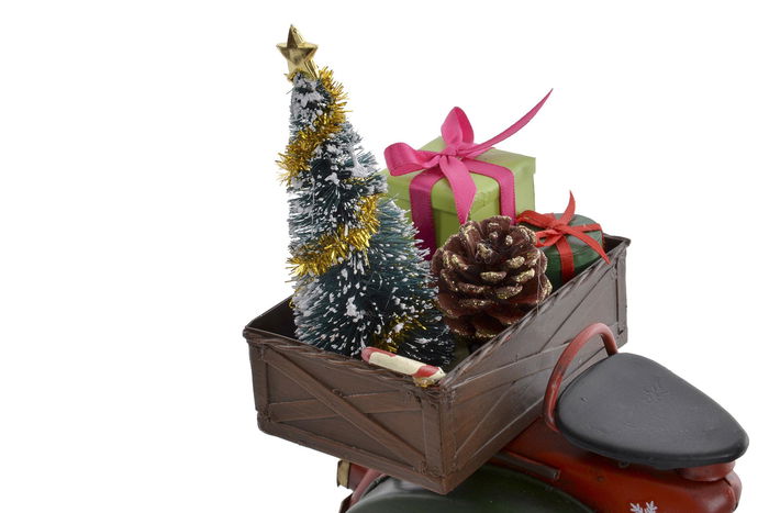 DKD Home Decor Vehiculo Decoracion Navidad Tradicional Rojo Verde 26.5 x 10.5 x 20 cm