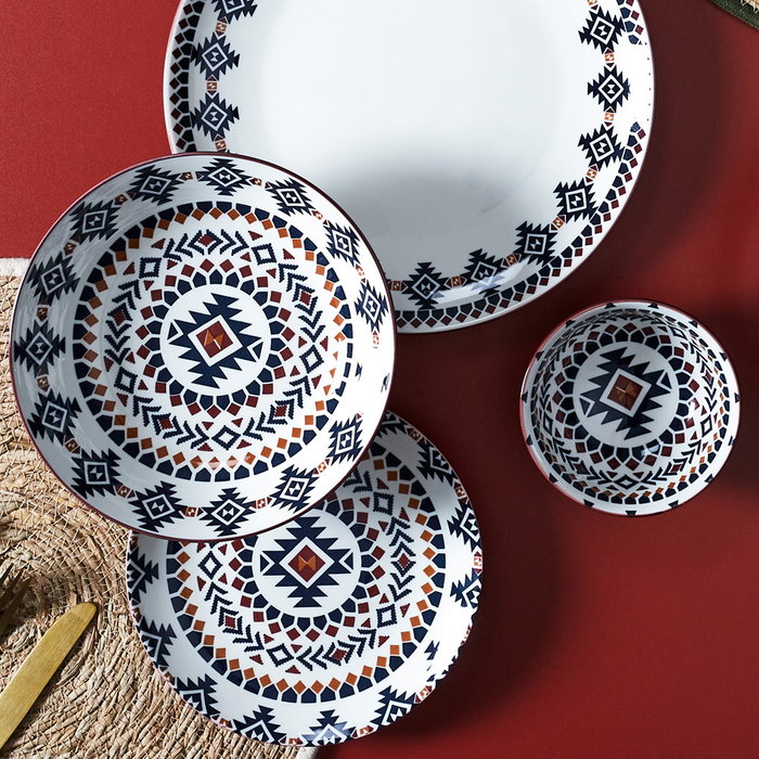 Home Deco Factory Plato Hondo Porcelana 20 cm, Colección Mirage, Apto Lavavajillas y Microondas